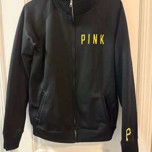 Women’s Medium PINK Victorias Secret Pittsburgh Pirates Zip Up Jacket Limited Ed